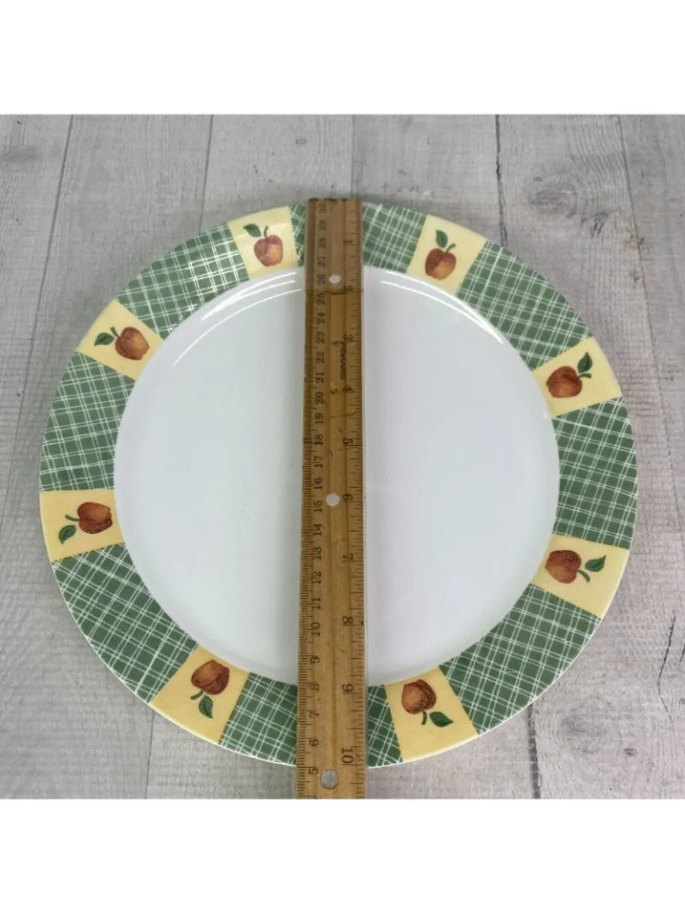 Corelle APPLE HARVEST Break Chip Resistant Green Woven Band Dinner Plates Set 4